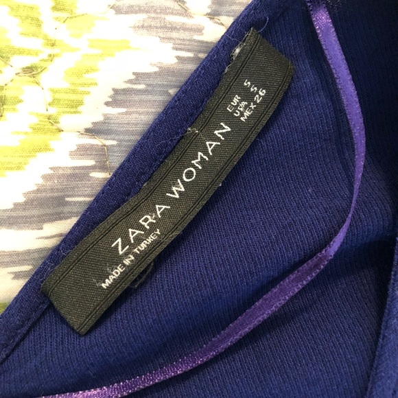Zara women purple/blue top w/ peep hole in front S - Picture 4 of 8